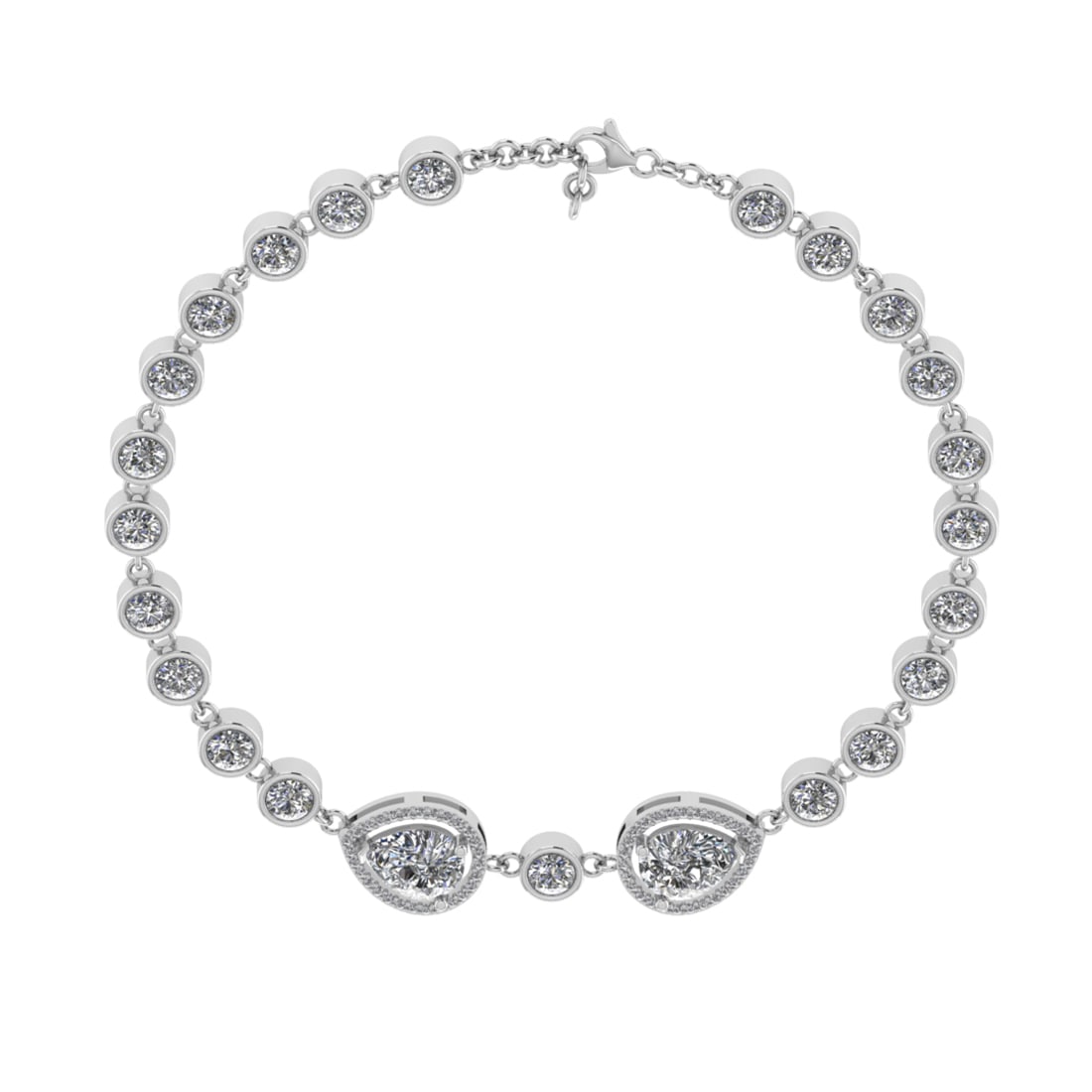 13.75 Ctw VS/SI1 Diamond 14k White Gold Bracelet: Total Diamond Weight : 13.75 Ctw (Round & Pear cut) Center Diamond Color :- J-K Center Clarity : VS/SI1 Stone Setting : Prong Metal Weight : Approx 14.45 Gram 14k White Gold Bracelet Size :7.5 inch (A