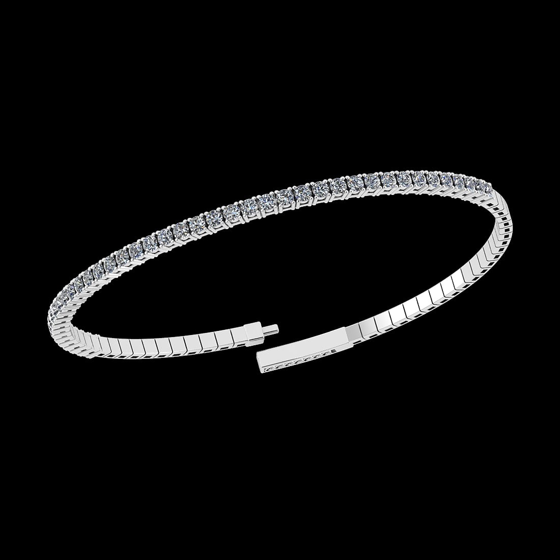 0.90 Ctw i2/i3 Diamond 14K White Gold Half Bangle (1 of 1)