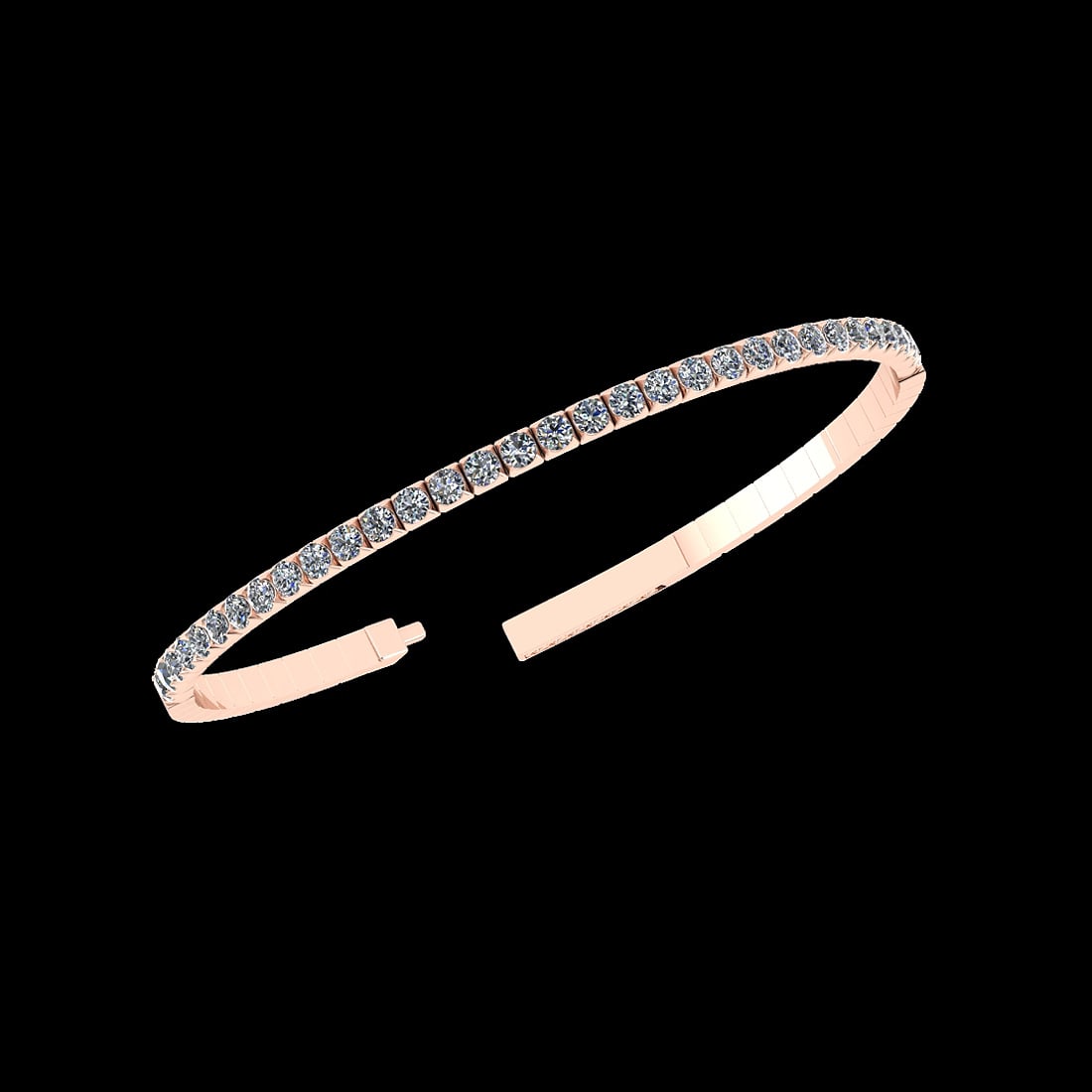 0.64 Ctw i2/i3 Diamond 14K Rose Gold Half Bangle: Center Diamond Weight : 0.64 Ctw (Round Cut) Center Diamond Color :- J-K Center Clarity : i2/i3 Stone Setting : Prong Metal Weight : Approx 8.28 Gram 14K Rose Gold Half Bangle MJ4056-1.7FB #PAPPS59393