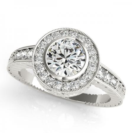 CERTIFIED PLATINUM 1.42 CTW J-K/VS-SI1 DIAMOND HALO ENGAGEMENT RING