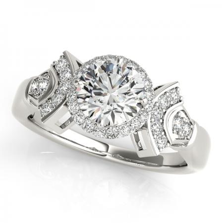 CERTIFIED PLATINUM .94 CTW J-K/VS-SI1 DIAMOND HALO ENGAGEMENT RING (1 of 1)