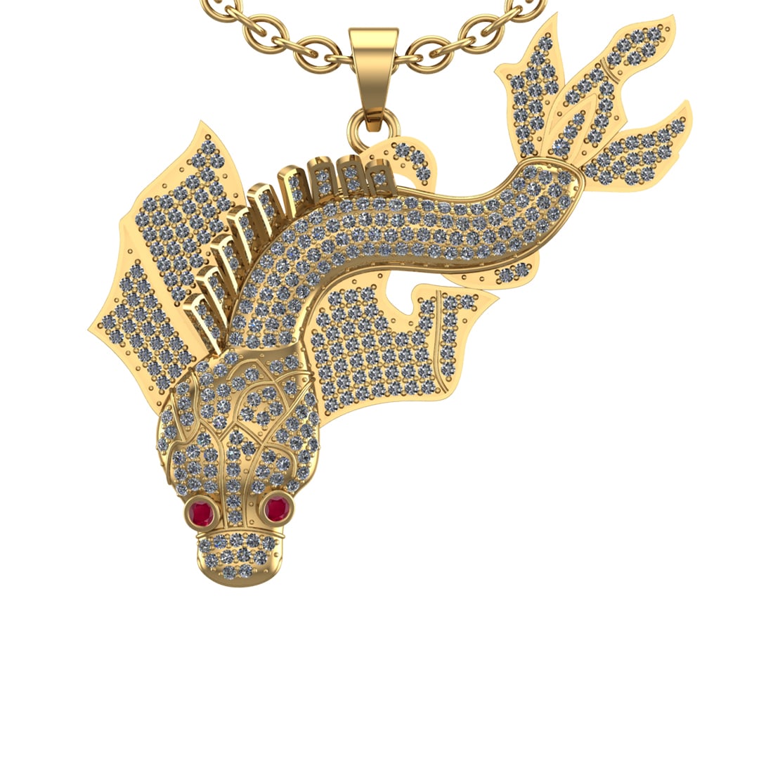 2.77 Ctw SI2/I1 Diamond 14k Yellow Gold Animal theme Starfish Pendant Neckl: Eye stone Weight :-0.07 Ctw Eye Color :- Ruby setting Prong Total Diamond Weight : 2.70 Ctw (Round cut) Center Diamond Color :- J-K Center Clarity : SI2/I1 Stone Setting : Prong Metal Weight : Approx 
