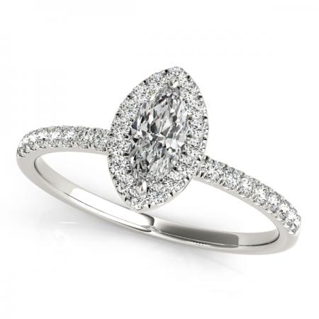 CERTIFIED 14KT WHITE GOLD 1.47 CTW J-K/VS-SI1 DIAMOND HALO ENGAGEMENT RING (1 of 1)