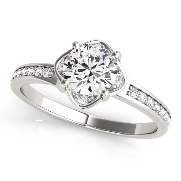 CERTIFIED 14KT WHITE GOLD 0.57 CTW J-K/VS-SI1 DIAMOND HALO ENGAGEMENT RING (1 of 1)