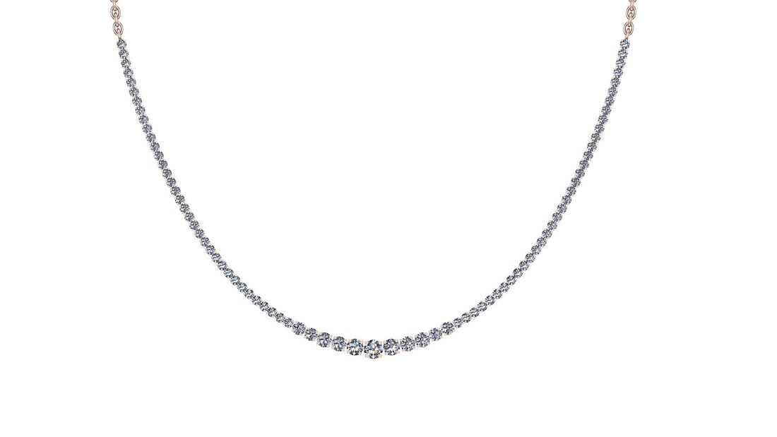 Certified 10.24 Ctw SI2/I1 Diamond 14K Rose Gold Necklace