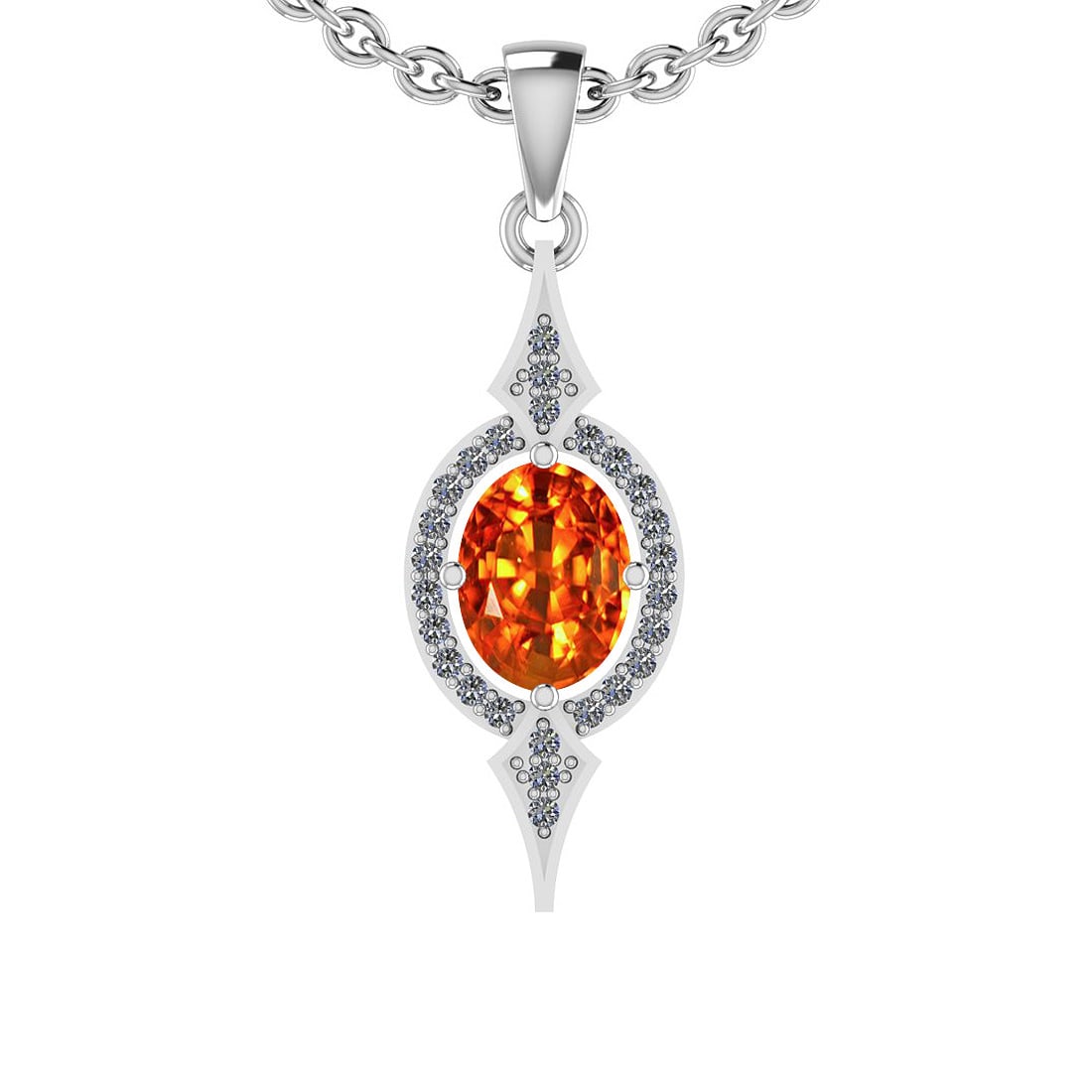 Certified 1.60 Ctw SI2/I1 Orange Sapphire And Diamond 14K White Gold Vintag: Center Stone Weight : 1.45 Ctw (Oval Cut) Center Stone Color :-Orange Sapphire Center Stone Setting : Prong Side Stone Weight Of Ctw 0.15 Ctw Side Stone Color : J-K Stone Clarity : SI2/I1 Stone Settin