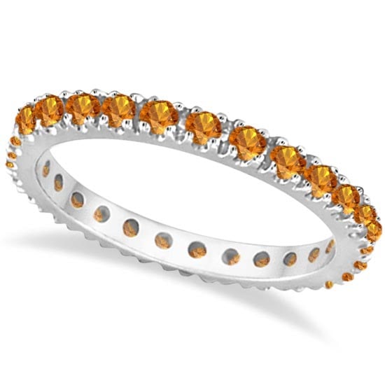 Citrine Eternity Stackable Ring Band 14K White Gold 0.75ctw: CENTER STONE; Citrine CENTER STONE CLARITY; CENTER STONE COLOR; CENTER STONE SETTING; Prong SIDE STONE CLARITY; SIDE STONE COLOR; SIDE STONE SETTING; ctw OF SIDE STONE: SIDE STONE QUALITY;