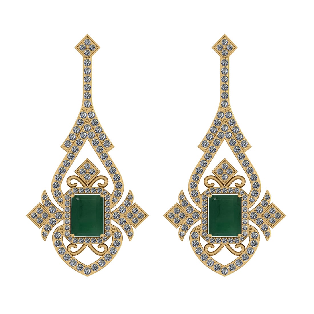 Certified 5.23 Ctw SI2/I1 Emerald And Diamond 14K Yellow Gold Vintage Style: Center Stone Weight : 3.28 Ctw ( Emerald Octo Cut) Center Stone Color :-Emerald Center Stone Setting : Prong Side Stone Weight Of Ctw 1.95 Ctw Side Stone Color : J-K Stone Clarity : SI2/I1 Stone