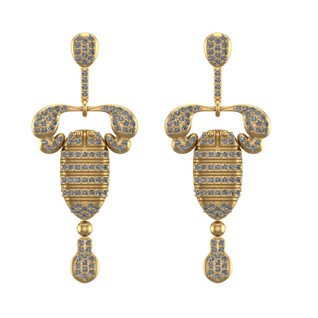 1.06 Ctw SI2/I1 Diamond 14K Yellow Gold Scorpion Earrings: Total Diamond Weight : 1.06 Ctw ( Round Cut ) Diamond Color :- J-K Clarity : SI2/I1 Stone Setting : Prong Metal Weight : Approx 7.80 Gram 14K Yellow Gold Scorpion Earrings Length :- 41 mm