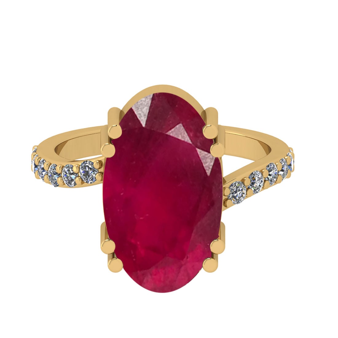 6.28 CtwSI2/I1 Ruby And Diamond 14K Yellow Gold Cocktail Ring - 2