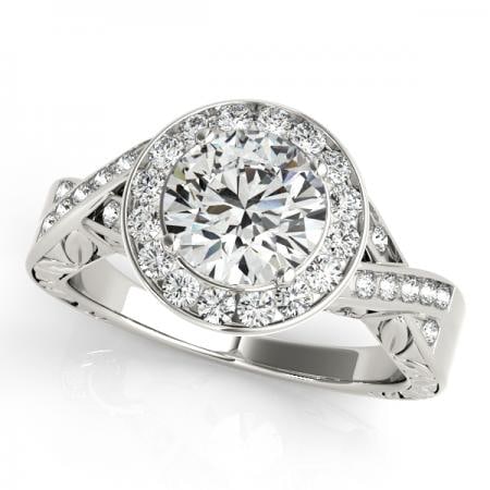 CERTIFIED PLATINUM 1.01 CTW J-K/VS-SI1 DIAMOND HALO ENGAGEMENT RING (1 of 1)