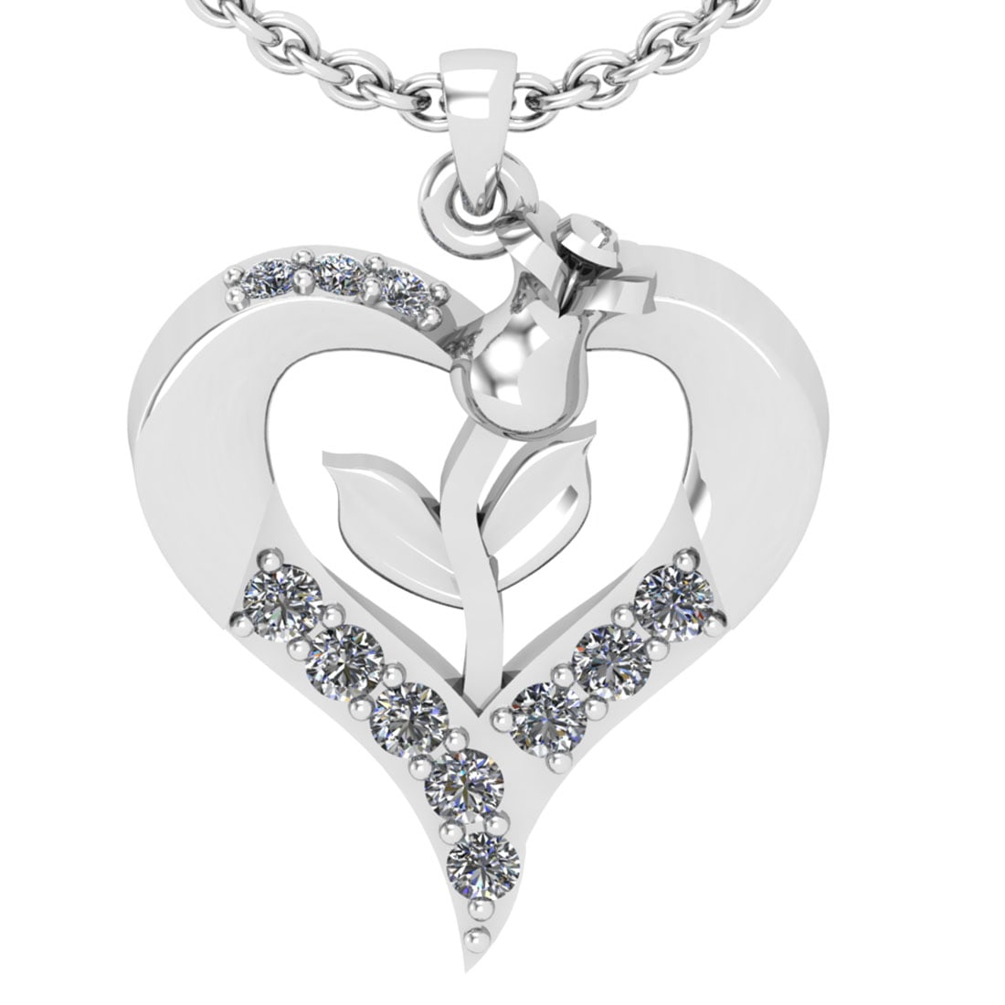 0.10 Ctw SI2/I1 Diamond 14K White Gold Pendant Necklace (1 of 1)