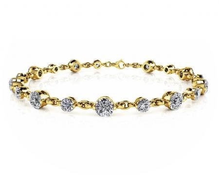 14K YELLOW GOLD 5 CTW G-H SI3/I1 DIAMOND AND CHAIN LINK BRACELET: 14K YELLOW GOLD 5 CTW G-H SI3/I1 DIAMOND AND CHAIN LINK BRACELET #PAPPS23375v5