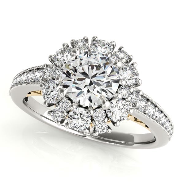 CERTIFIED TWO TONE GOLD 1.41 CTW J-K/VS-SI1 DIAMOND HALO ENGAGEMENT RING (1 of 1)