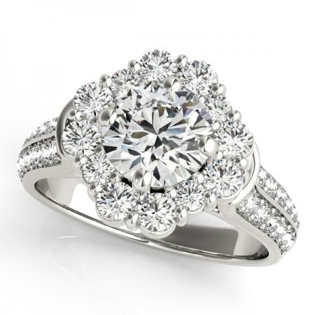 CERTIFIED 18KT WHITE GOLD 1.74 CTW J-K/VS-SI1 DIAMOND HALO ENGAGEMENT RING (1 of 1)