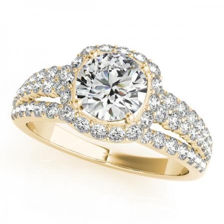 CERTIFIED 18K YELLOW GOLD 1.37 CTW J-K/VS-SI1 DIAMOND HALO ENGAGEMENT RING (1 of 1)