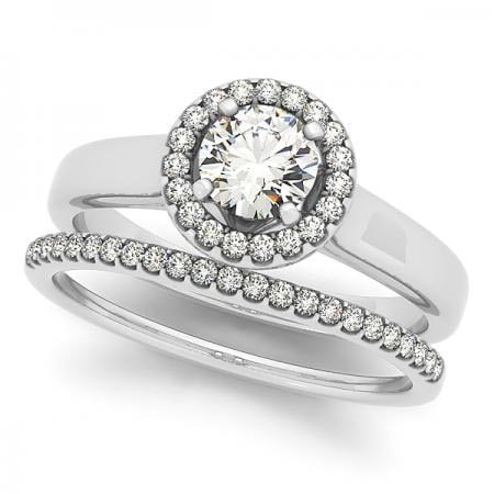 CERTIFIED PLATINUM 1.21 CTW J-K/VS-SI1 DIAMOND HALO BRIDAL SET (1 of 1)