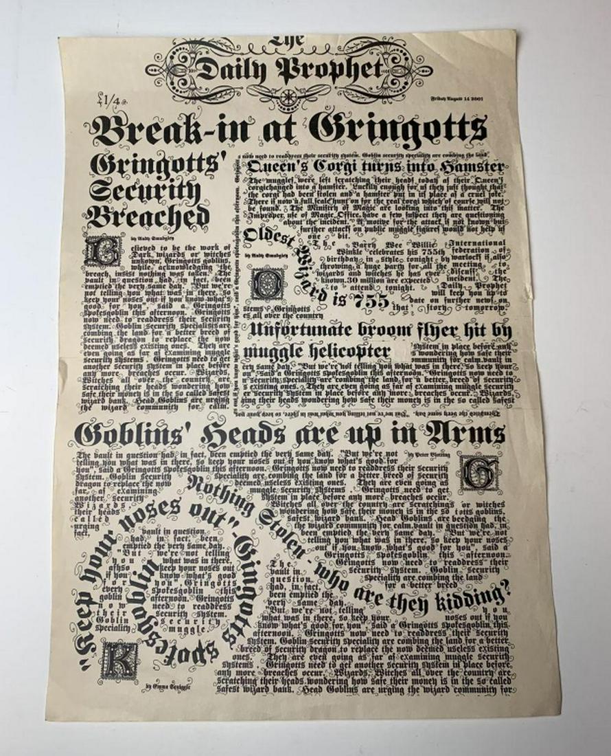 Harry Potter Franchise - 'Daily Prophet' Prop Newspaper (1 of 1)