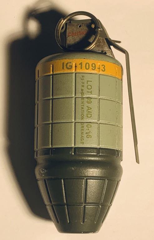 Elysium (2013) - Matt Damon (Max) Custom Made Prop: Elysium (2013) - Matt Damon (Max) Prop Grenade. Made of resin with metal cap and pin. Measures 5.5" x 2.25" Original custom made prop grenade used by "Max", played by Matt Damon in the Neill Blomkamp