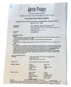 Harry Potter and the Goblet of Fire (2005) - Call Sheet