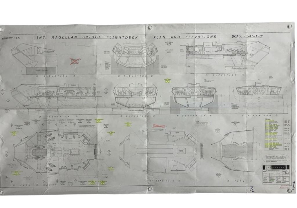 Prometheus (2012) - Production Blueprint "Bridge Flightdeck" (1 of 2)