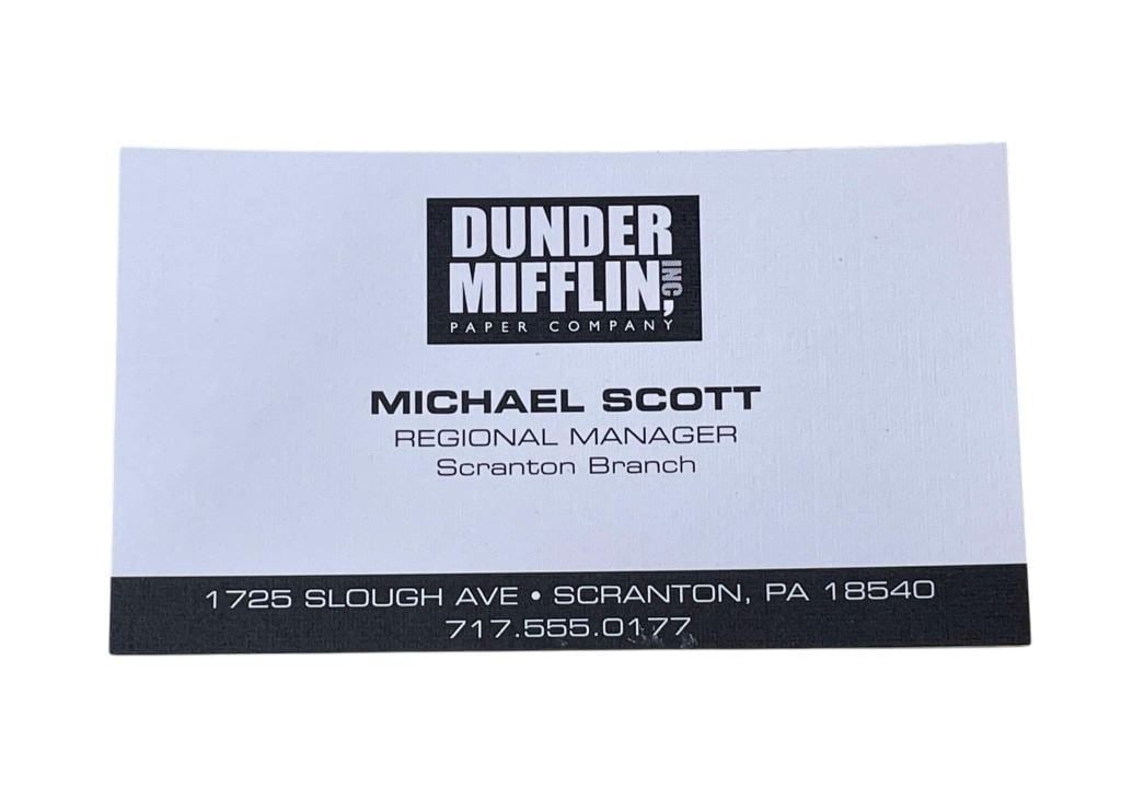 The Office (2005[x=#8211/]2013) - Michael Scott (Steve Carell) Business Card: The Office (2005[x=#8211/]2013) - Michael Scott (Steve Carell) Business Card.Measuring 2" x 3 1/2".Original business card used by "Michael Scott", played by Steve Carell on the mockumentary sitcom tel