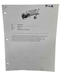 A Mighty Wind (2003) - Distribution Production Shooting Outline Schedule