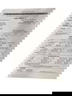 Harry Potter and the Prisoner of Azkaban (2004) - Call Sheet: Harry Potter and the Prisoner of Azkaban (2004) - Call Sheet.Measuring 8 1/2" x 11 1/2".Original call sheet used in the production of the the Harry Potter fantasy film 'Harry Potter and the Prisoner o