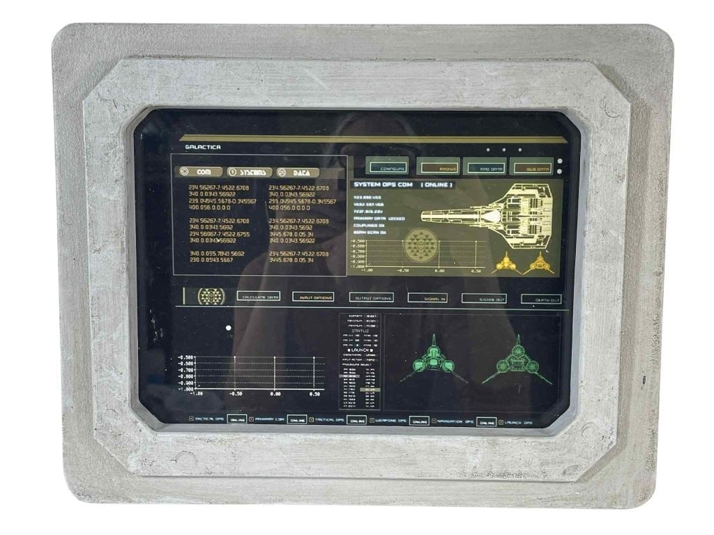 Battlestar Galactica (2004 - 2009) - CIC Translight and Frame: Battlestar Galactica (2004 - 2009) - CIC Translight and Frame.Measuring 14" x 11 1/2".Original CIC translight and frame used in the science fiction television series 'Battlestar Galactica' (2004 - 200