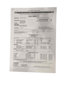 Harry Potter and the Prisoner of Azkaban (2004) - Call Sheet