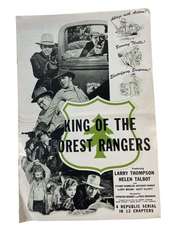 King of the Forest Rangers (1946) - Press Book: King of the Forest Rangers (1946) - Press Book.Measuring 12" x 18".Original press book from the Republic film serial 'King of the Forest Rangers' (1946), a fast-paced cliff hanger which centers on an 