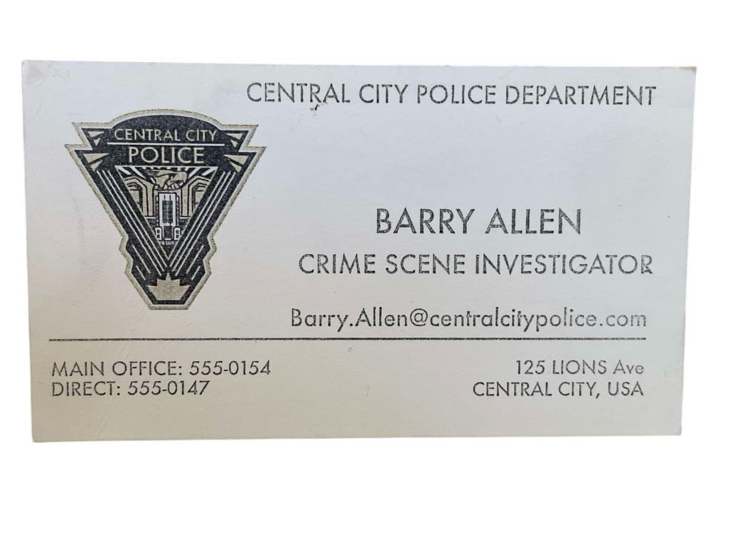 The Flash (2014[x=#8211/]2023) - Barry Allen (Grant Gustin) Business Card: The Flash (2014[x=#8211/]2023) - Barry Allen (Grant Gustin) Business Card.Original business card used by "Barry Allen", played by Grant Gustin in the superhero television series 'The Flash' (2014[x=#8