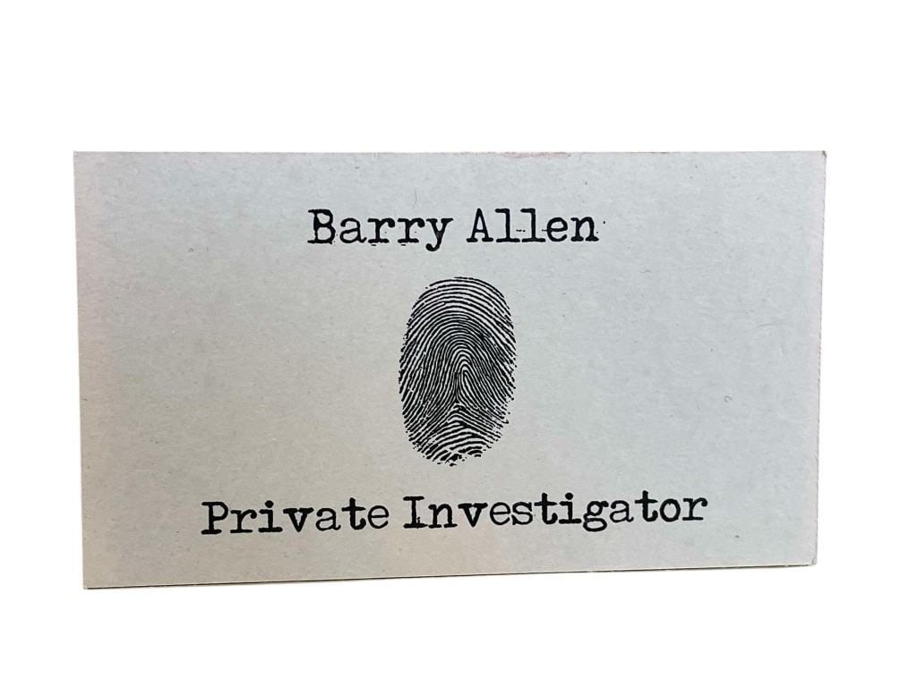 The Flash (2014[x=#8211/]2023) - Barry Allen (Grant Gustin) Private Investigator Business Card: The Flash (2014[x=#8211/]2023) - Barry Allen (Grant Gustin) Private Investigator Business Card.Original business card used by "Barry Allen", played by Grant Gustin in the superhero television series '