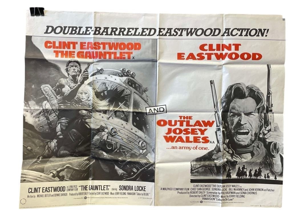The Gauntlet (1977) - The Outlaw Josey Wales (1976) - Double UK British Quad Poster (30" x 40") (1 of 1)