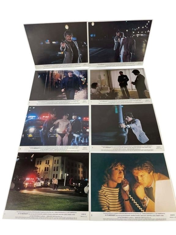 10 to Midnight (1983) - Lobby Card Set - Charles Bronson: 10 to Midnight (1983) - Lobby Card Set - Charles Bronson.Measuring 8" x 10".Original set of 8 lobby cards for the J. Lee Thompson directed neo noir-thriller film '10 to Midnight' (1983), starring Char