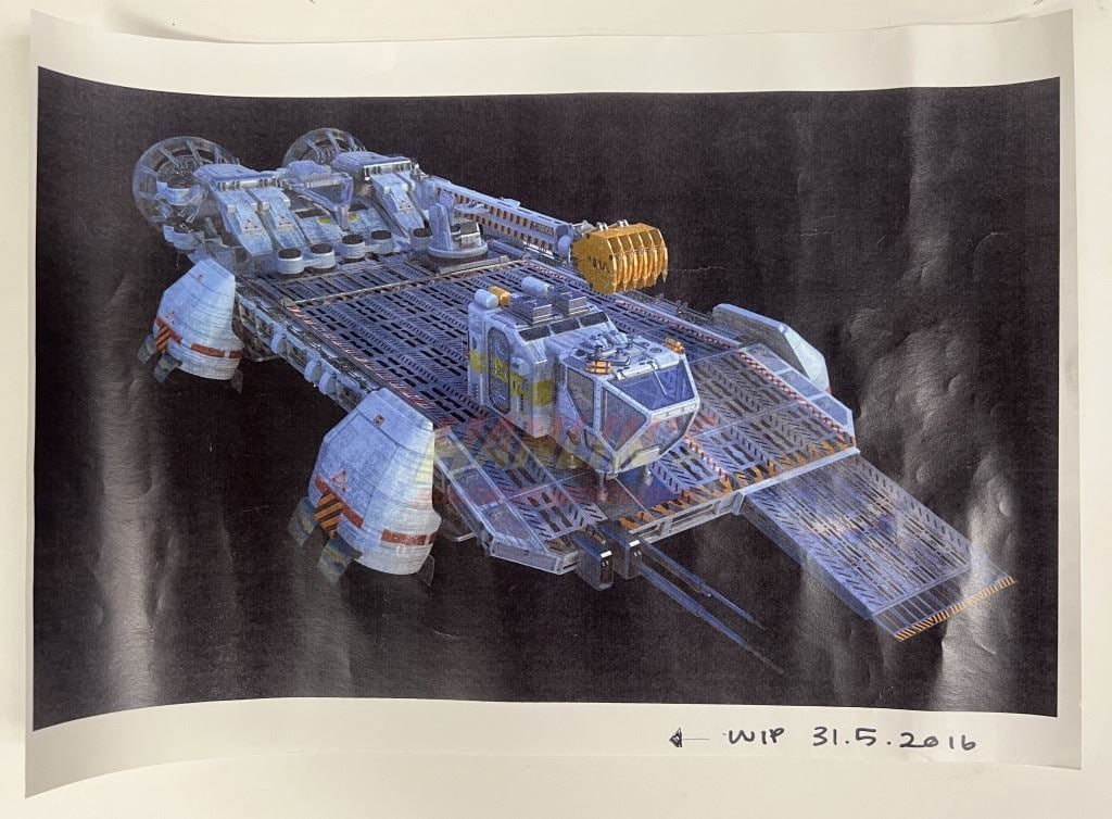 Alien: Covenant (2017) - Shuttle Artwork With Hand Written Notes: Alien: Covenant (2017) - Shuttle Artwork With Hand Written Notes.Measuring 11 3/4 x 16 1/2.Original "Shuttle" artwork print used in the production of the Ridley Scott directed science fiction horror f