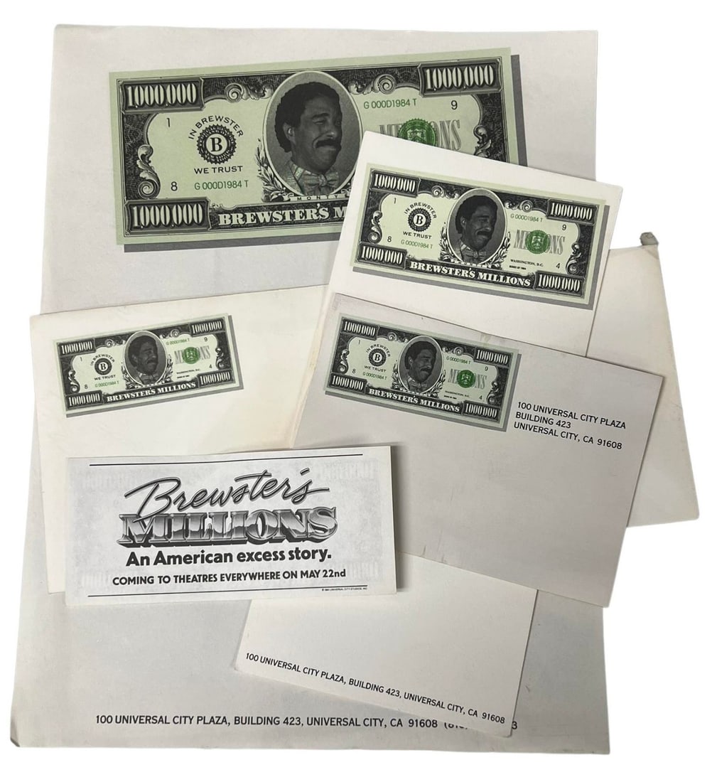 Brewster's Millions (1985) - Stationary Paper Set From Producer's Joel Silver's Desk: Brewster's Millions (1985) - Stationary Paper Set From Producer's Joel Silver's Desk.From the Joel Silver estate.Original and rare set of Stationary paper made for the production of the Walter Hill di