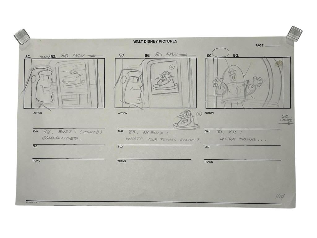 Buzz Lightyear of Star Command (TV Series 2000[x=#8211/]2001) - Buzz Lightyear Hand Drawn Storyboard: Buzz Lightyear of Star Command (TV Series 2000[x=#8211/]2001) - Buzz Lightyear Hand Drawn Storyboards.Measuring 8 1/2" x 14".Storyboard Hand Drawn pencil sheet for the Disney animated science fiction