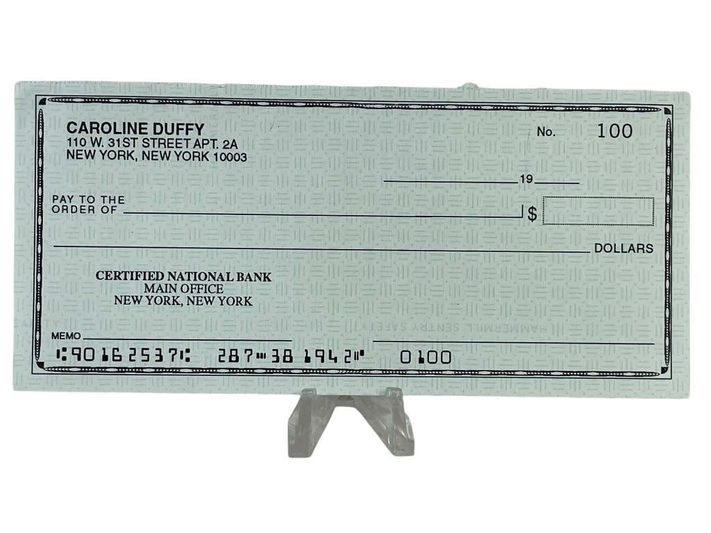 Caroline in the City (1995[x=#8211/]1999) - Caroline Duffy (Lea Thompson) Check: Caroline in the City (1995[x=#8211/]1999) - Caroline Duffy (Lea Thompson) Check.Original prop check made out to Caroline Duffy (Lea Thompson) used in the production of the television sitcom 'Caroline