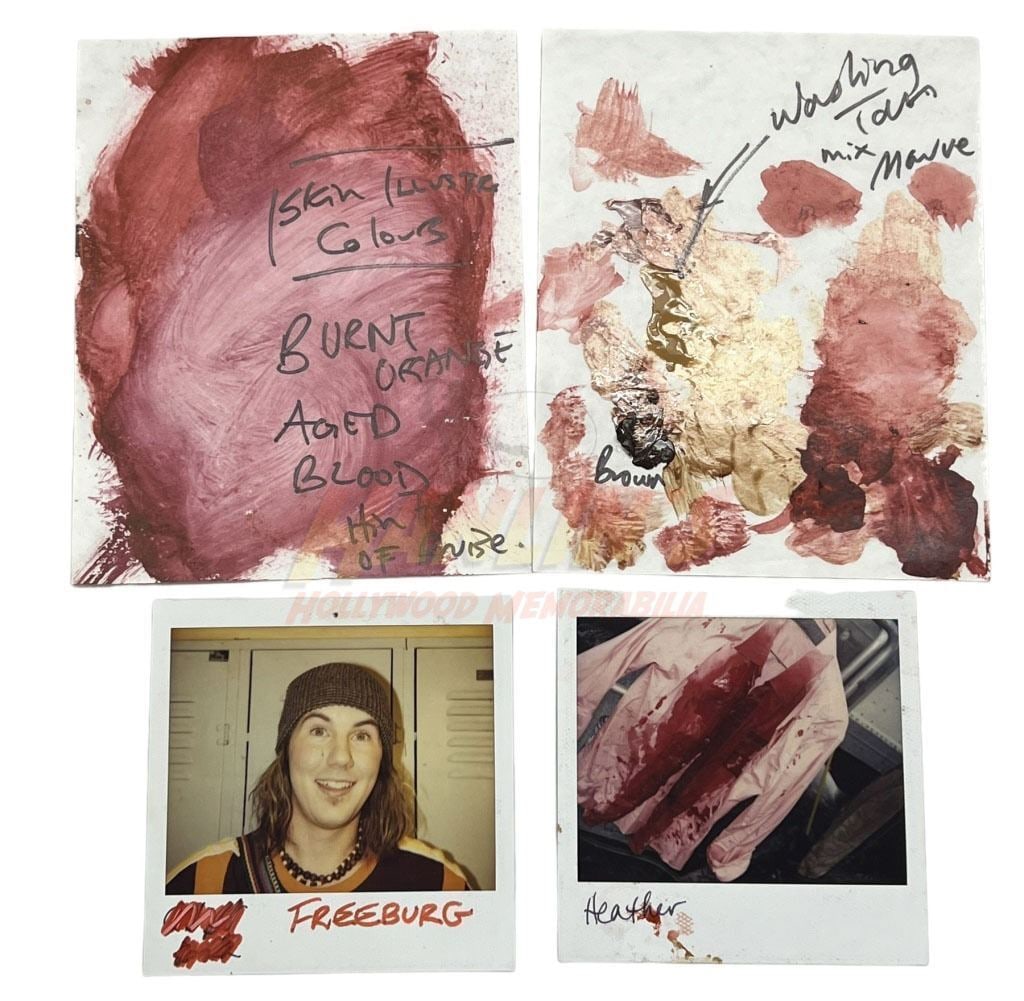 Freddy vs. Jason (2003) - Blood Color Paint Continuity Sheets with Annotations and Polaroid's: Freddy vs. Jason (2003) - Blood Color Paint Continuity Sheets with Annotations and Polaroid's.Originally from the Bill Terezakis (special makeup effects artist) estate.2 Sheets and 2 Polaroid's.Origin