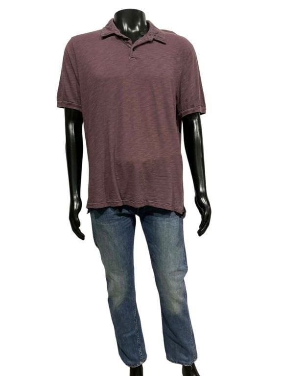 Greenland (2020) - Gerard Butler as John Garrity 3-Piece Hero Bloody Costume: Greenland (2020) - Gerard Butler as John Garrity 3-Piece Hero Bloody Costume.Original 3-piece hero costume screen worn by John Garrity (Gerard Butler) consisting of a plum colored polo shirt and dirty