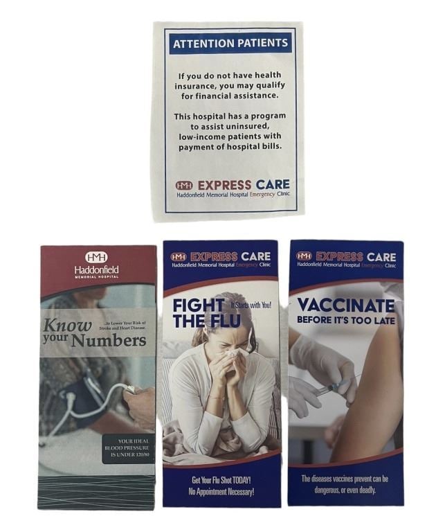 Halloween Ends (2022) - Haddonfield Hospital Sign and Brochures: Halloween Ends (2022) - Haddonfield Hospital Sign and Brochures.Original set of three brochures (Card Stock) and one prop sign (Paper) from the production of the David Gordon Green directed slasher fi