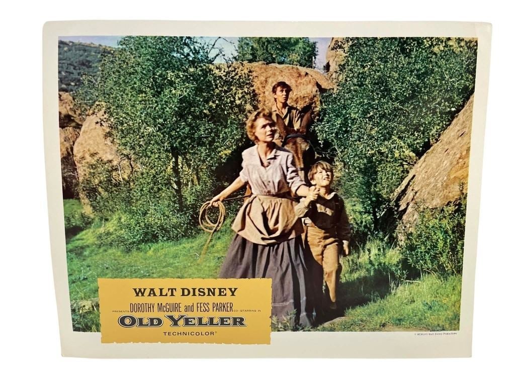 Old Yeller (1957) - Lobby Card: Old Yeller (1957) - Lobby Card.Measuring 11" x 14".Original lobby card for the Robert Stevenson directed Western drama film 'Old Yeller' (1957), about a boy and a stray dog in post-Civil War Texas.Sta