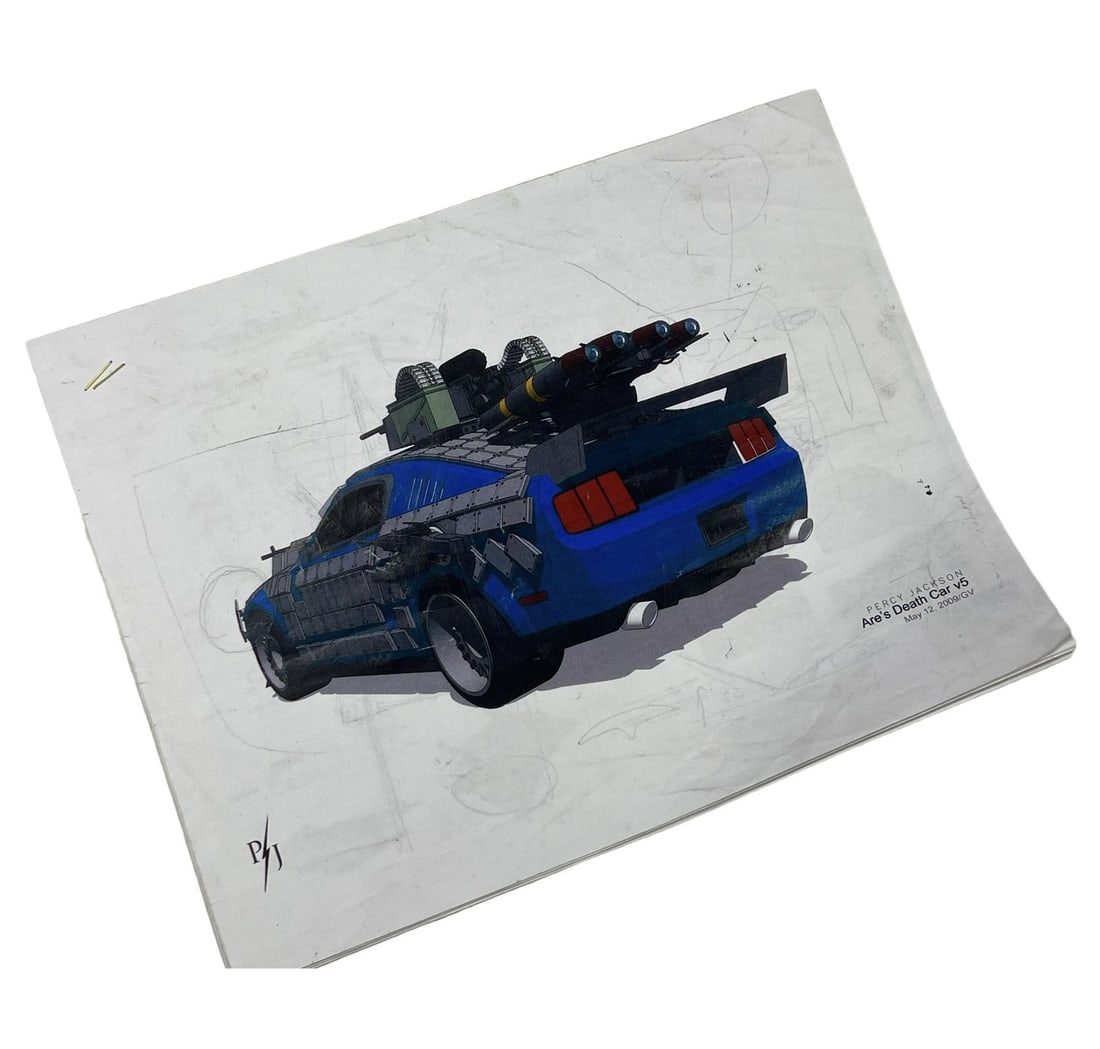 Percy Jackson & the Olympians: The Lightning Thief (2010) - Artwork - Death Car - Lot A: Percy Jackson & the Olympians: The Lightning Thief (2010) - Artwork - Death Car - Lot A.Comes with a COA co-signed by the show's prop fabricator.Original production used artwork set (Print) for "Death