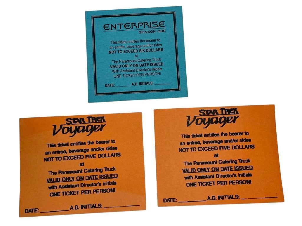 Star Trek Voyager and Star Trek Enterprise Paramount Food Truck Coupons: Star Trek Voyager and Star Trek Enterprise Paramount Food Truck Coupons.Includes two for Star Trek Voyager and one for Star Trek Enterprise.Don't miss out on some unusual Star Trek collectibles.