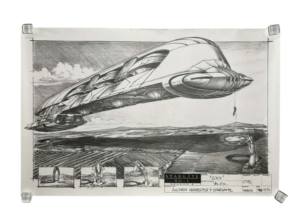 Stargate SG-1 (1997-2007) - Production Concept Art "Aschen Harvester" Season 5: Stargate SG-1 (1997-2007) - Production Concept Art "Aschen Harvester" Season 5.Measuring 11" x 17".From episode S5.E10 [x=#8729/] 2001!Original production concept art (production used print) from the
