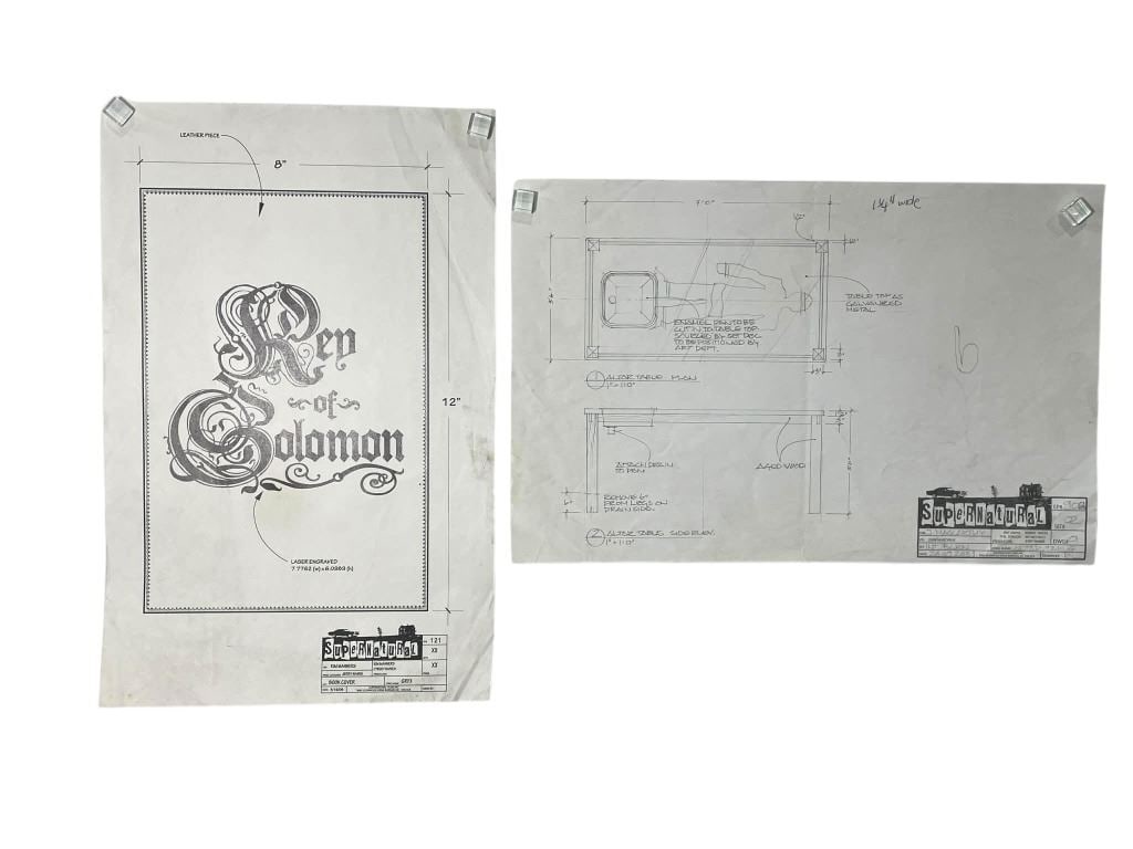 Supernatural (2005 - 2020) - Artwork Set - Ren of Solomon Book Cover & Alter Table: Supernatural (2005 - 2020) - Artwork Set - Ren of Solomon Book Cover & Alter Table.Measuring 11" x 17".Ren of Solomon Book Cover is from Episode 1-21 and the Alter Table is from Episode 9-08.Original
