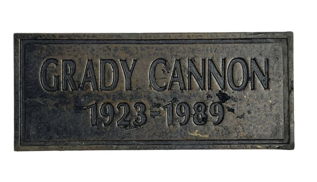 Terminator 3: Rise of the Machines (2003) - Grave Marker - Lot A: Terminator 3: Rise of the Machines (2003) - Grave Marker - Lot A.Made of resin with glue residue on the back where they attached it to the wall.Measuring 2" x 4 1/4". Used in the mausoleum scene