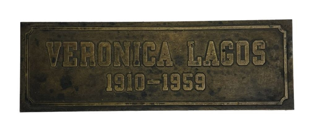 Terminator 3: Rise of the Machines (2003) - Grave Marker - Lot B: Terminator 3: Rise of the Machines (2003) - Grave Marker - Lot B.Made of resin with glue residue on the back where they attached it to the wall.Measuring 4" x 12". Used in the mausoleum scene where