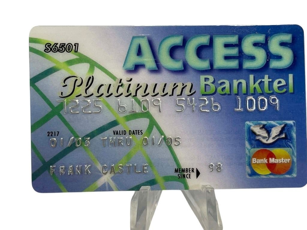 The Punisher (2004) - Frank Castle (Thomas Jane) Credit Card: The Punisher (2004) - Frank Castle (Thomas Jane) Credit Card.Original prop credit card made for the production of the Jonathan Hensleigh directed vigilante action film 'The Punisher' (2004), starring